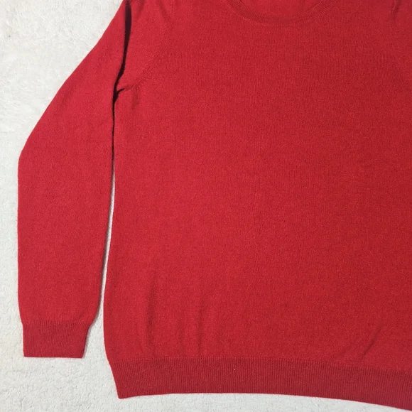 Talbots Pure Cashmere Red Crewneck Sleeve Pullover Sweater Size Large - Picture 3 of 12